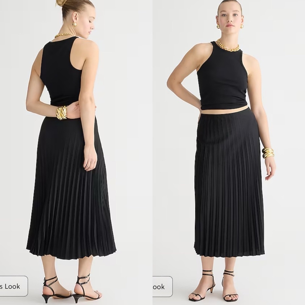 NWT J. Crew Gwyneth pleated slip skirt in Black Size Medium